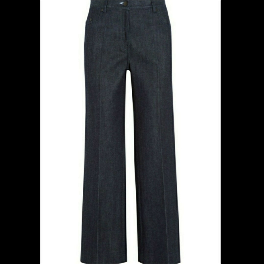 Anne Klein Dark Wash Chambray Wide Leg Trouser